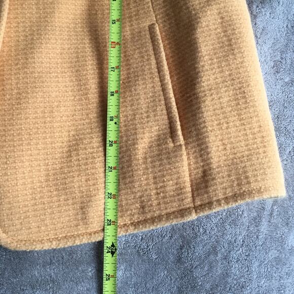 Ellen Tracy Mustard Yellow Angora & Wool Blend One Button Coat Pockets Sz 4 Flaw - Picture 10 of 10